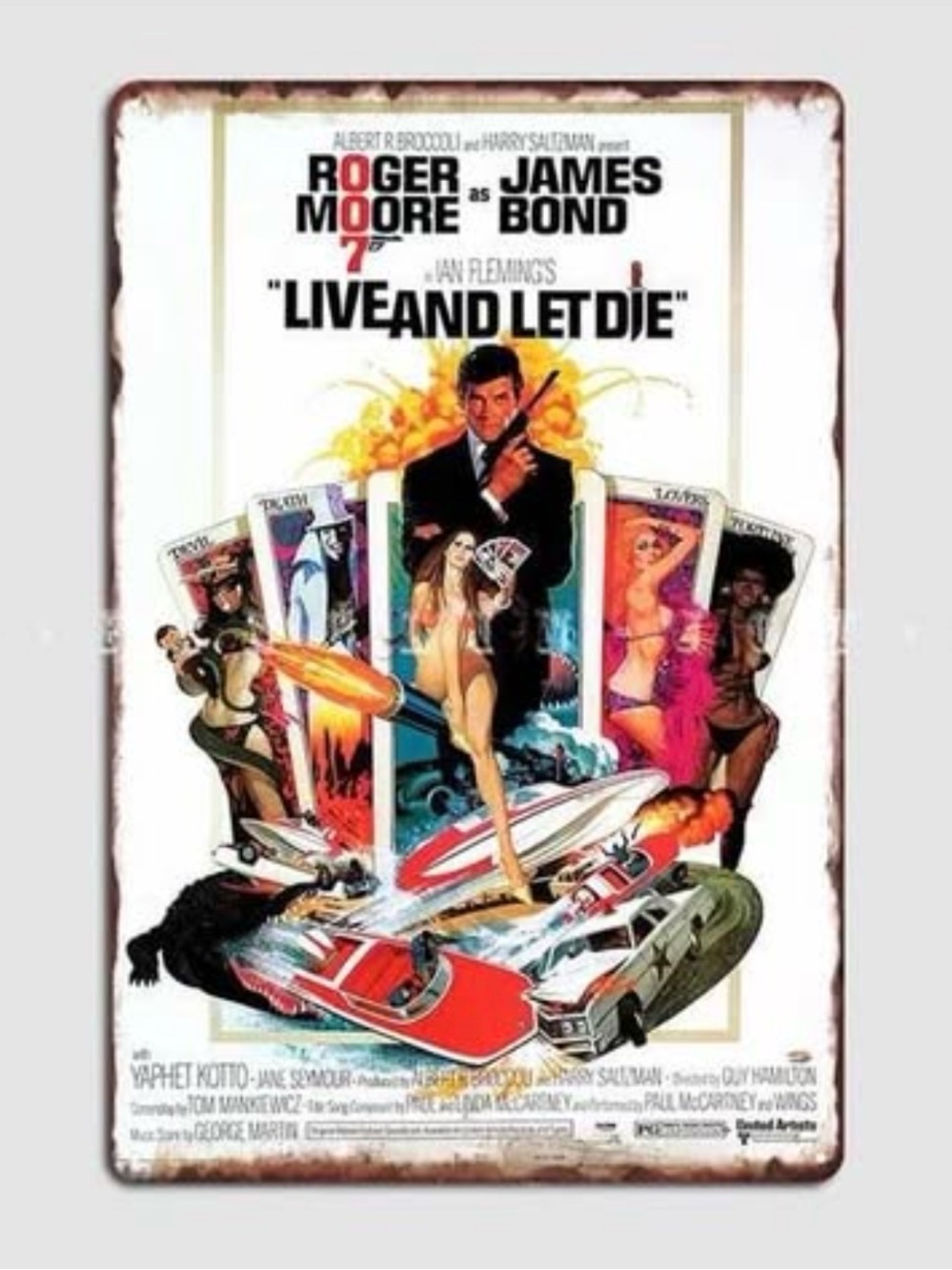 Vintage 007 Live And Let Die Sign  Wall Decor Garage Tin Sign Poster James Bond